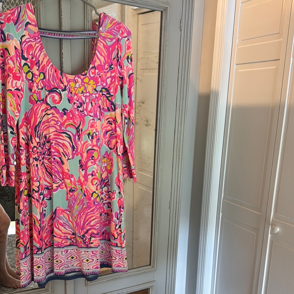 Lilly Pulitzer Pink and Blue Bell Sleeve Tunic